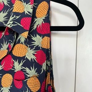 Button up pineapple silk shirt dress
